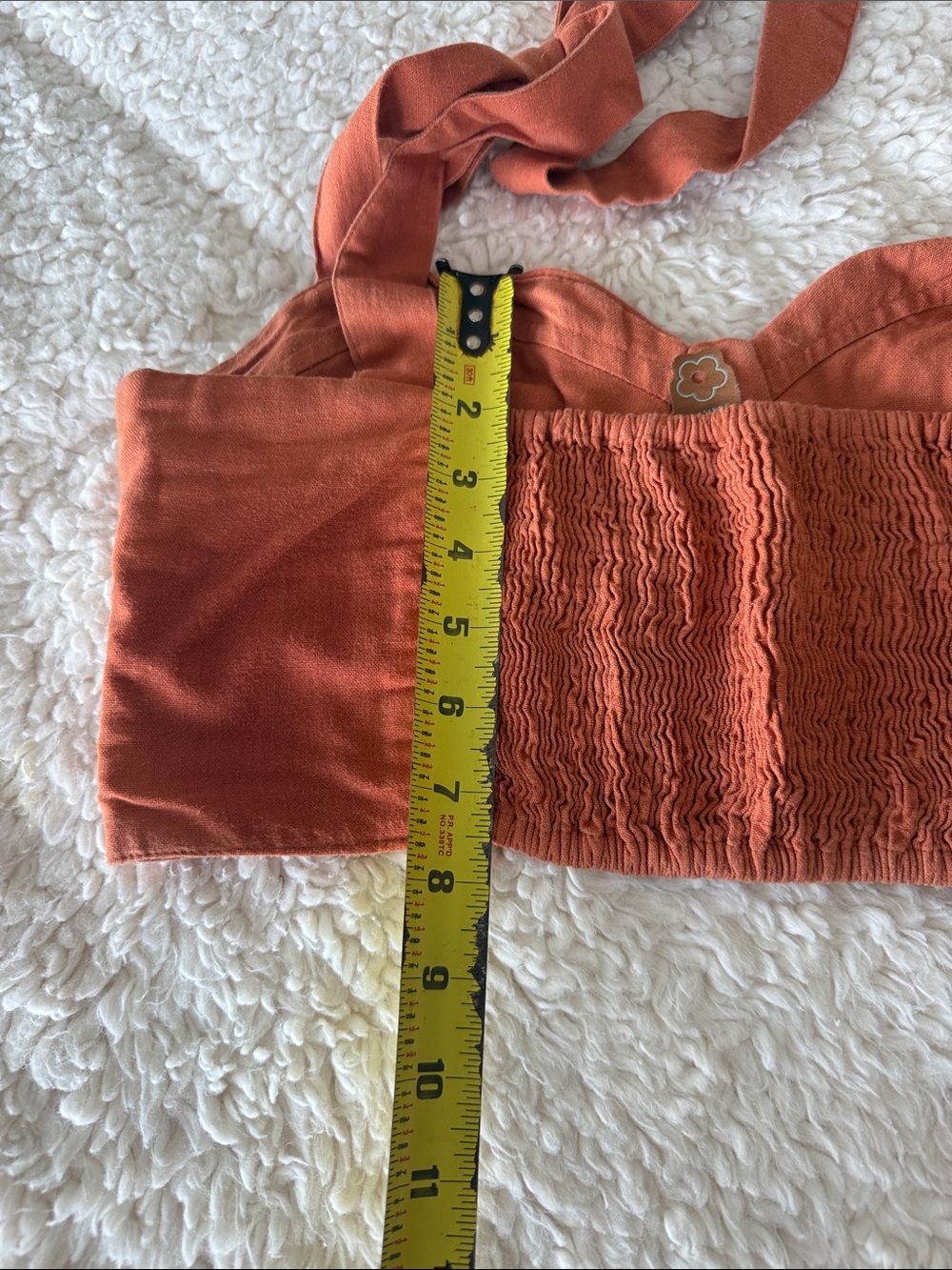 FARM Rio Rust Tie-Shoulder Smocked Crop Top - Picture 9 of 10